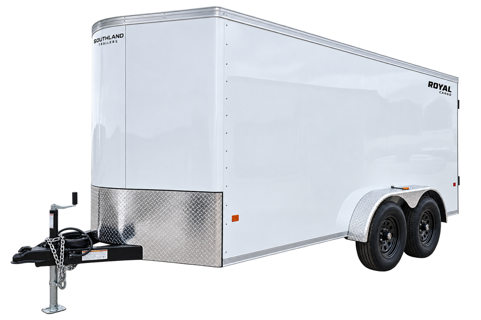 White Southland Royal 7 by 16 enclosed cargo trailer